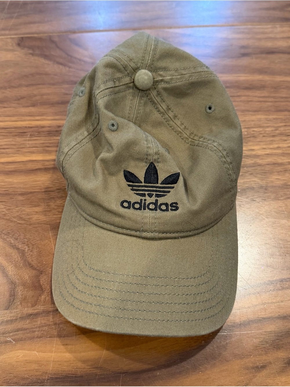 adidas Olive Green Cap with Black Trefoil Patch